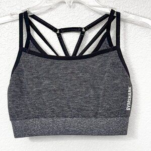 Gymshark Adapt Marl Seamless Sports Bra Medium Heather Gray Strappy Lt Support
